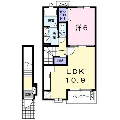 北斗七星(1LDK/2階)の間取り写真