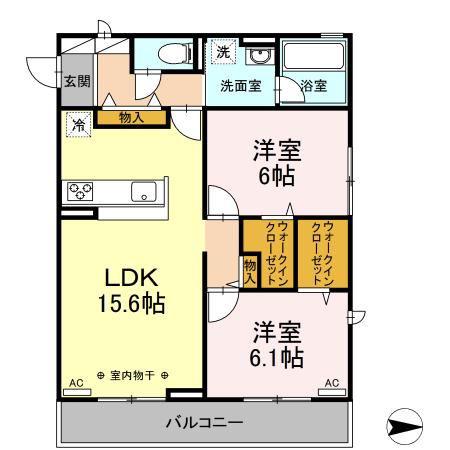 クレール(2LDK/3階)の間取り写真
