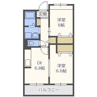 エアリーヒル(2DK/2階)の間取り写真