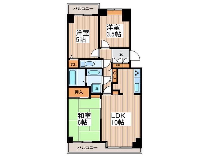 南烏山パークホームズ(3LDK/4階)の間取り写真