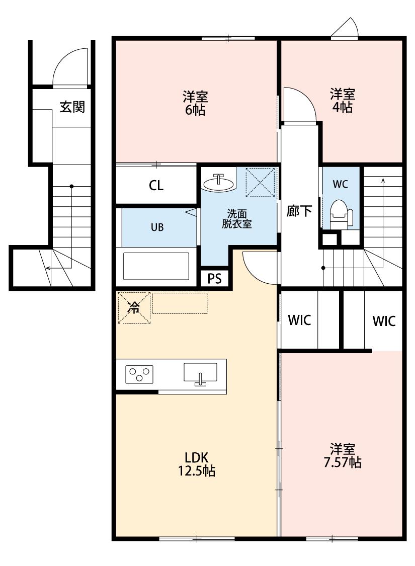 LE BONHEUR(3LDK/2階)の間取り写真