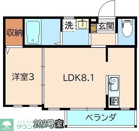 R-SIXTEEN(1LDK/2階)の間取り写真