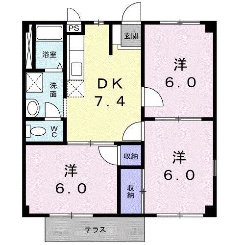 ニューシティ雅II(3DK/1階)の間取り写真