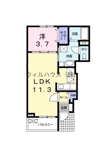 ソレアードユニティⅡ(1LDK/1階)の間取り写真