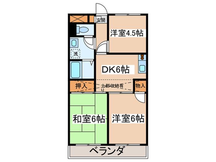ロードパレスⅡ(3DK/2階)の間取り写真