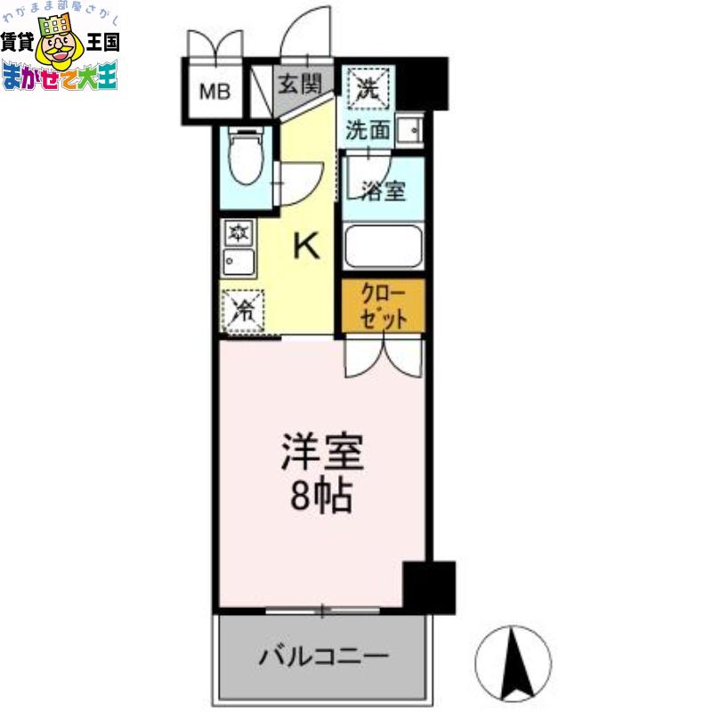 マインズIII(1K/2階)の間取り写真