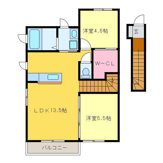 メゾン小松(2LDK/2階)の間取り写真