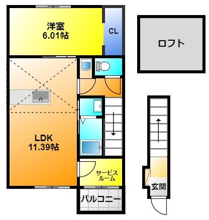 セントレアデザイナーズ岩水寺駅前(2LDK/2階)の間取り写真