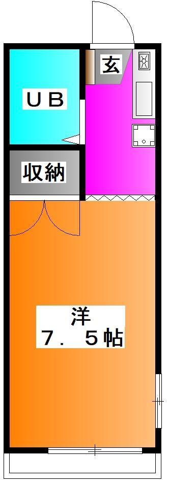 グリーンヒル(1K/1階)の間取り写真