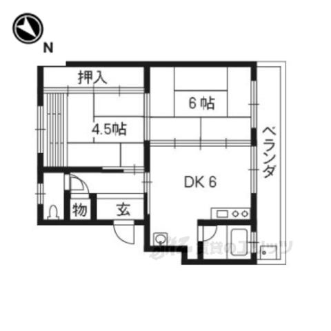 フロンティ松伝1(2DK/3階)の間取り写真