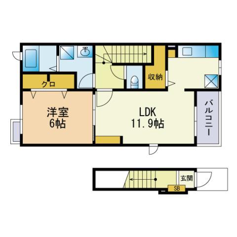 サンリット・Y Ⅰ(1LDK/2階)の間取り写真