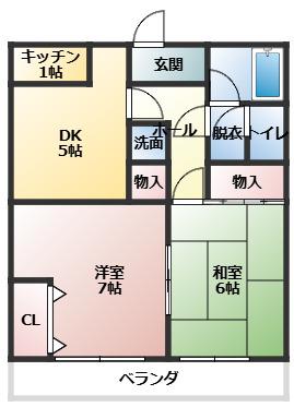 コーポサンライフ1(2DK/2階)の間取り写真
