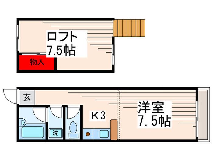 月光荘(1K/1階)の間取り写真