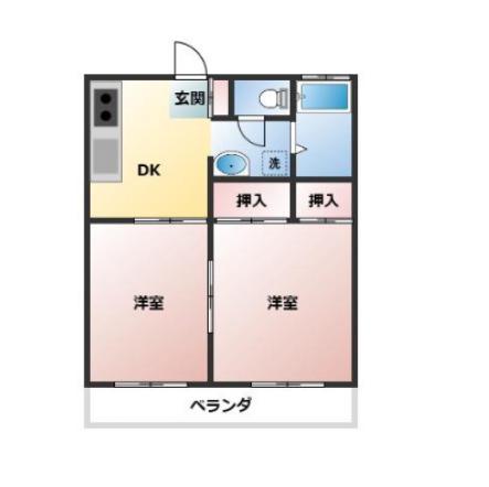 北方ハイツ(2DK/1階)の間取り写真