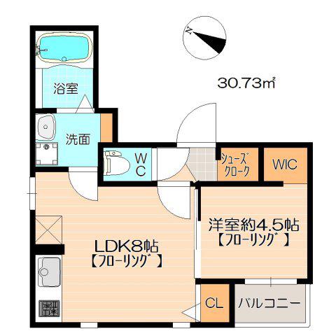 パームヴィラ笹原Ⅰ(1LDK/2階)の間取り写真