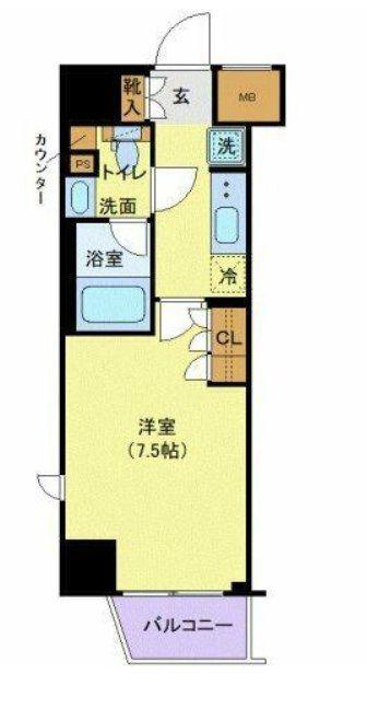 ジェノヴィア新宿早稲田グリーンヴェール(1K/3階)の間取り写真
