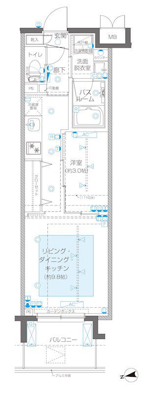 ZOOM新宿御苑前(1LDK/4階)の間取り写真