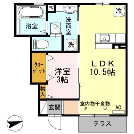 リエゾン シュシュ(1LDK/1階)の間取り写真