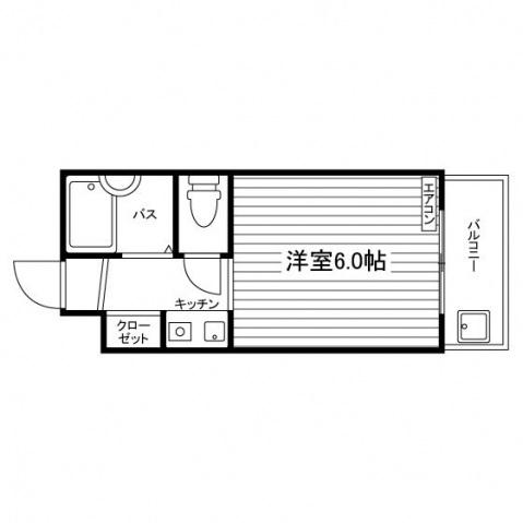 ドリームコート山手町(1K/2階)の間取り写真