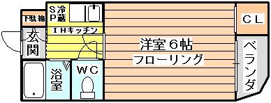 ル・シェル淡路(1K/3階)の間取り写真