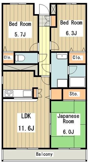 エステート久我山(3LDK/3階)の間取り写真