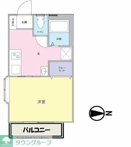 ラベンダーコート(1K/1階)の間取り写真