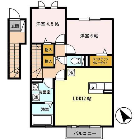 ユウハイツIII(2LDK/2階)の間取り写真
