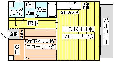 イーズマンションII(1LDK/5階)の間取り写真