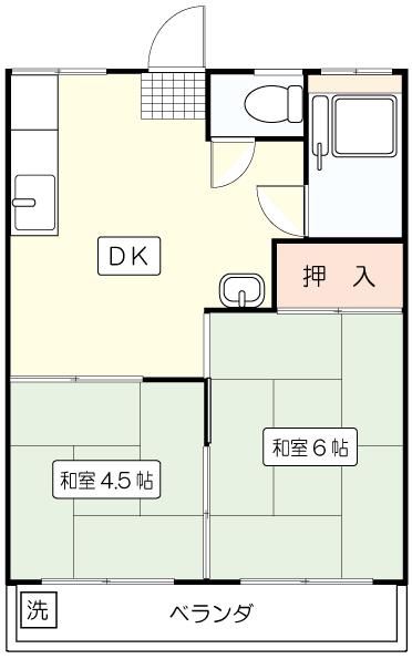 明光ハイツ(2DK/1階)の間取り写真
