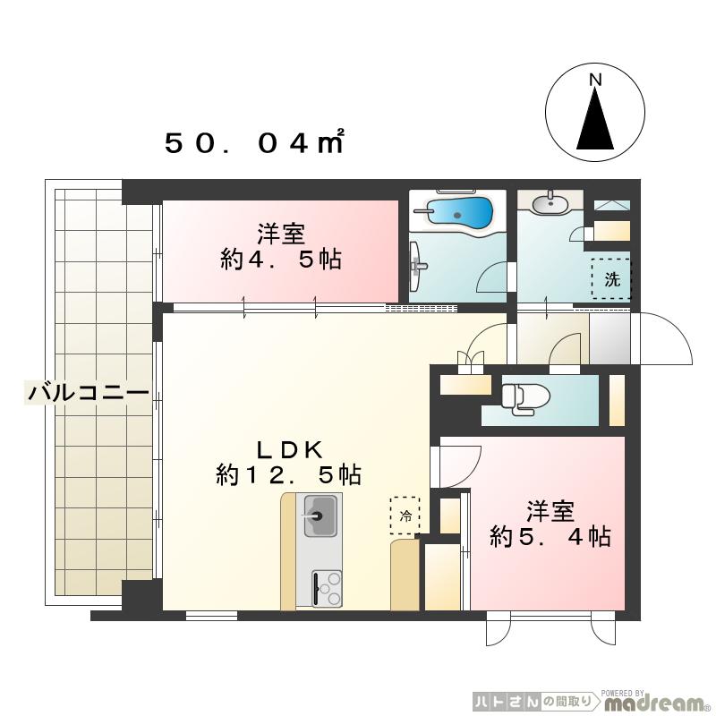 H-スクエア(2LDK/7階)の間取り写真