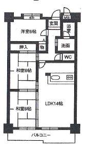 レジデンスマサノ2(3LDK/6階)の間取り写真