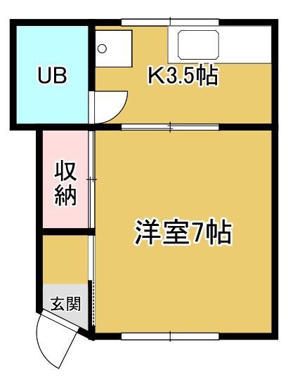 壱番館B(1K/1階)の間取り写真