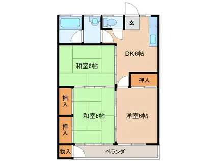 第一渡辺コーポ(3DK/2階)の間取り写真
