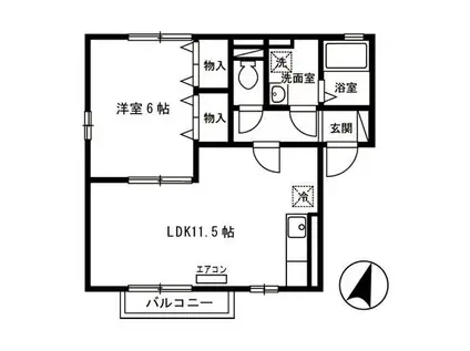 ドエル一丁山王B(1LDK/1階)の間取り写真