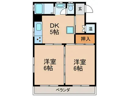 香流東マンション(2DK/3階)の間取り写真