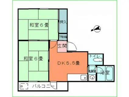 横田ビル(2DK/3階)の間取り写真