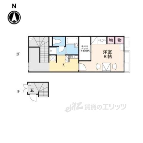 レオパレス藤の木Ⅱ(1K/2階)の間取り写真