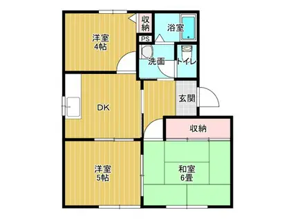 モンパルク錦ヶ丘(3DK/1階)の間取り写真