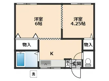 相川荘(2DK/1階)の間取り写真