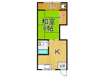 橋本アパート(1K/2階)の間取り写真