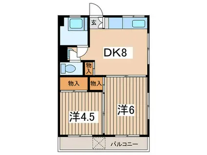 相鉄本線 星川駅(神奈川) 徒歩17分 4階建 築53年(2DK/4階)の間取り写真