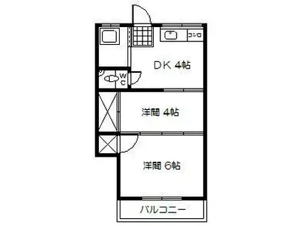 野中アパート(2DK/2階)の間取り写真
