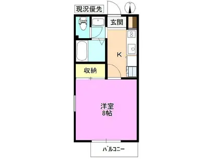 エレガントタウン上松(1K/1階)の間取り写真