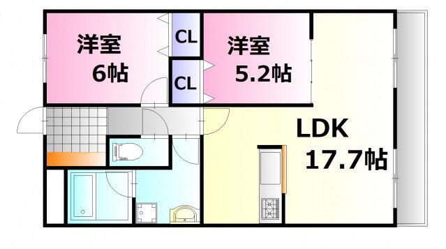 プロスペリティNAKAMURA(2LDK/6階)の間取り写真
