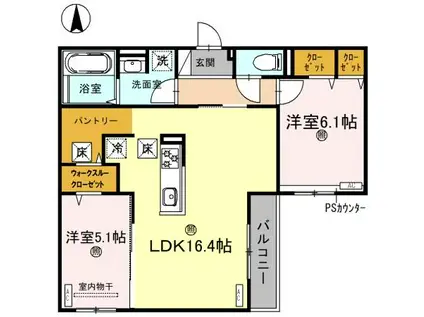 スペチアーレ今川(2LDK/1階)の間取り写真