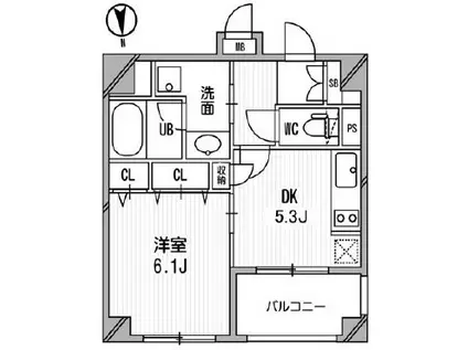 クリオ三田ラ・モード(1DK/4階)の間取り写真