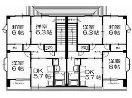 ハイステージ弐番館 B(3DK/2階)の間取り写真