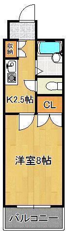 キャステール片野(1K/4階)の間取り写真