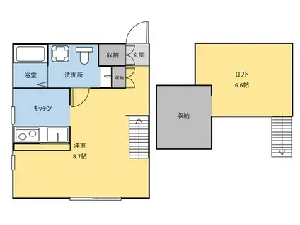プリマ前橋六番館(1K/2階)の間取り写真