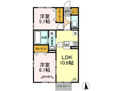 プルミエール(2LDK/1階)の間取り写真